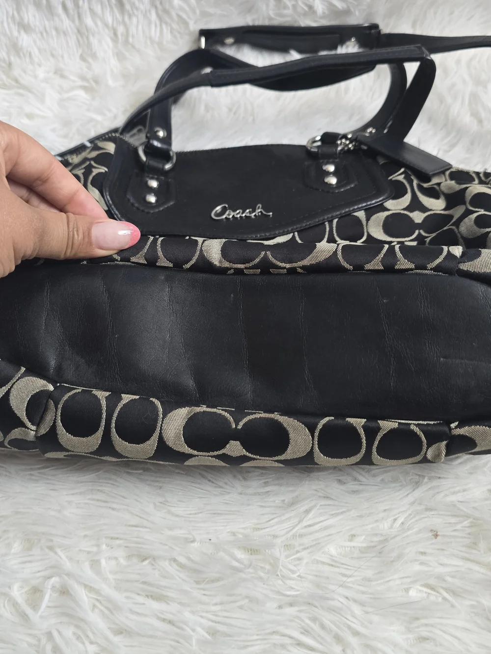 Coach Black Signature North/South Sachel Bag 25185